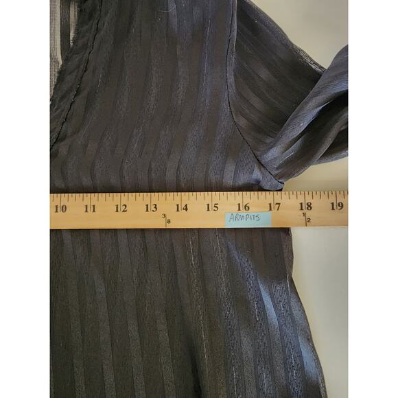 ZARA Women's Black Sheer Embellished Striped Night Out Oversized Fit SZ XS - Picture 7 of 9